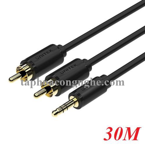 Unitek 27832 Y-C9028BK 30M Màu Đen Cáp Loa 1 Jack 3.5Mm Ra 2 Đầu Hoa Sen 30027832